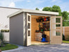 Karibu Hybrid Gartenhaus Jupiter 3,5 D wassergrau/weiß