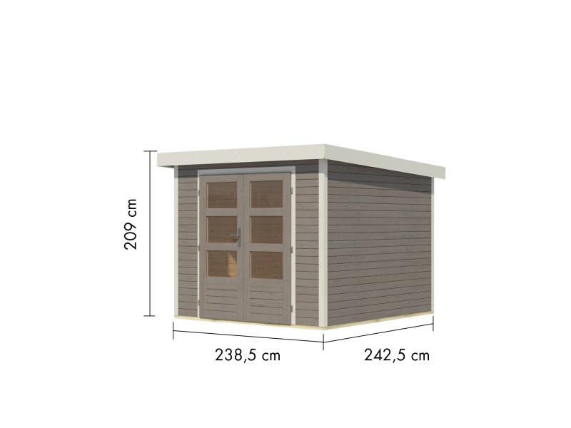 Karibu Hybrid Gartenhaus Jupiter 3,5 D wassergrau/weiß