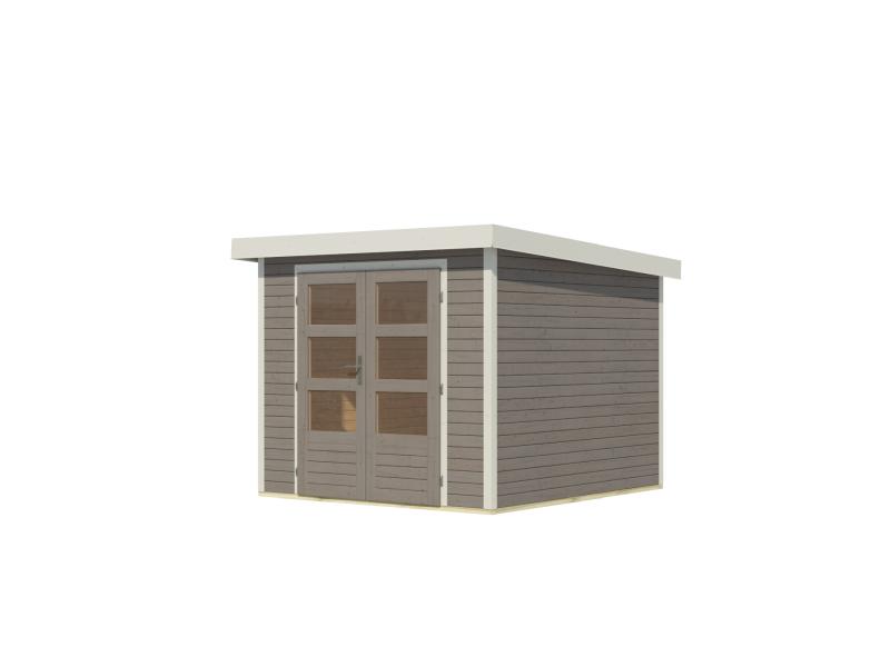 Karibu Hybrid Gartenhaus Jupiter 3,5 D wassergrau/weiß