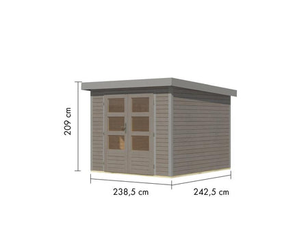 Karibu Hybrid Gartenhaus Jupiter 3,5 D wassergrau/graualuminium
