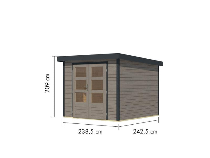 Karibu Hybrid Gartenhaus Jupiter 3,5 D wassergrau/anthrazit