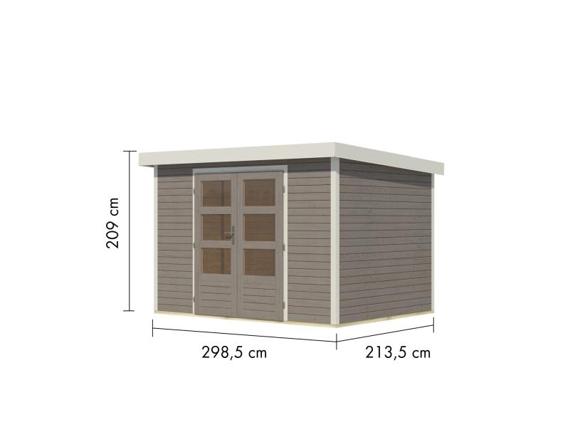 Karibu Hybrid Gartenhaus Jupiter 4 D wassergrau/weiß