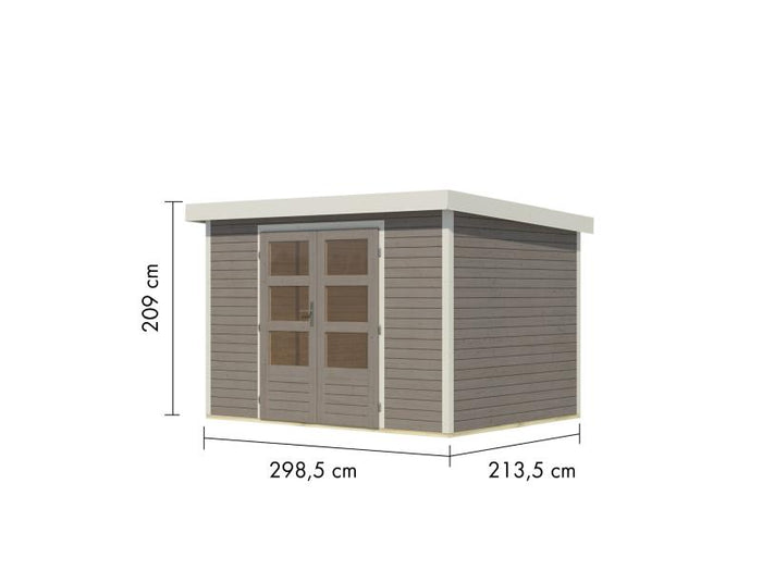 Karibu Hybrid Gartenhaus Jupiter 4 D wassergrau/weiß