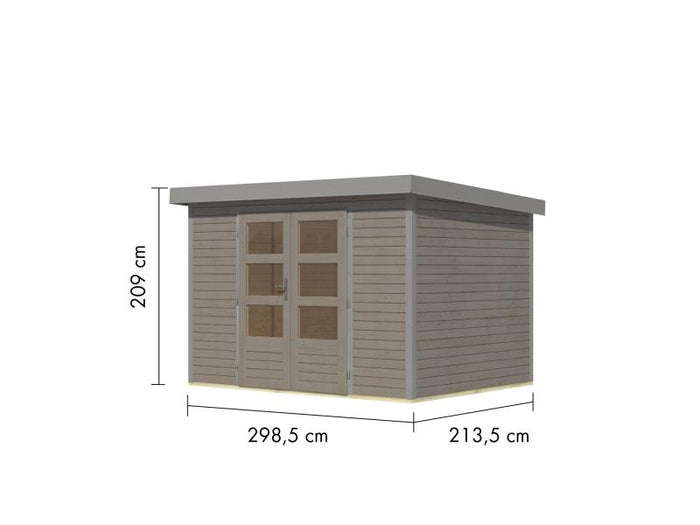 Karibu Hybrid Gartenhaus Jupiter 4 D wassergrau/graualuminium