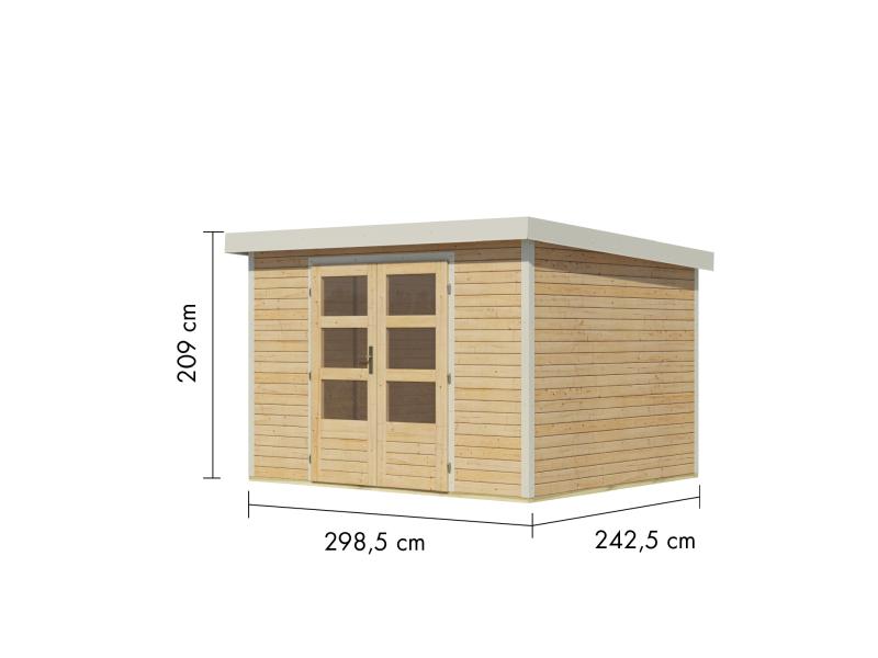 Karibu Hybrid Gartenhaus Jupiter 5 A naturbelassen/weiß
