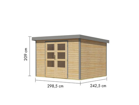 Karibu Hybrid Gartenhaus Jupiter 5 A naturbelassen/graualuminium