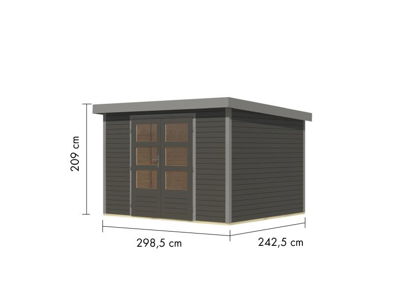 Karibu Hybrid Gartenhaus Jupiter 5 B terragrau/graualuminium