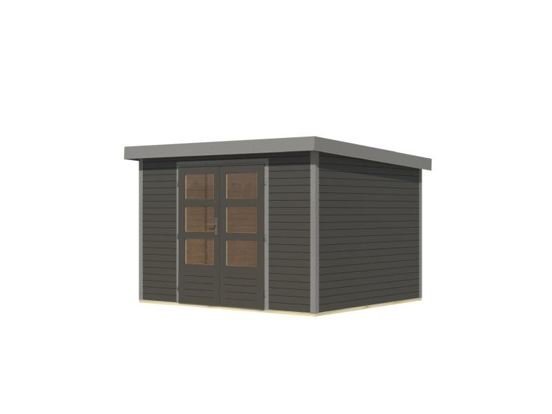 Karibu Hybrid Gartenhaus Jupiter 5 B terragrau/graualuminium