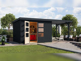 Karibu Hybrid Gartenhaus Jupiter 5 C anthrazit/anthrazit, inkl. 2,35 m Anbaudach