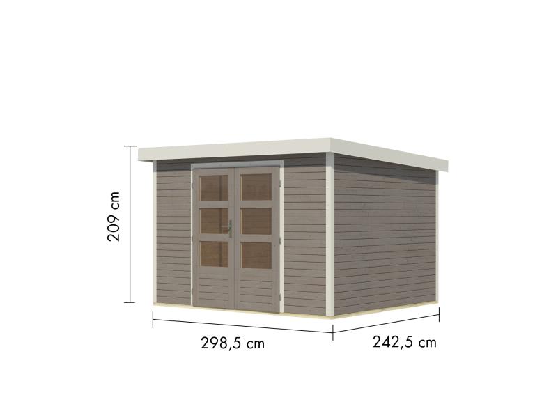 Karibu Hybrid Gartenhaus Jupiter 5 D wassergrau/weiß