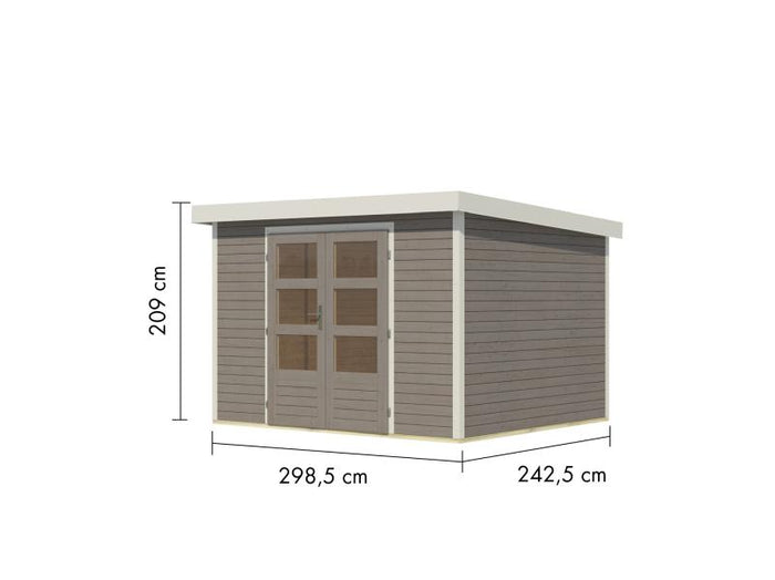 Karibu Hybrid Gartenhaus Jupiter 5 D wassergrau/weiß
