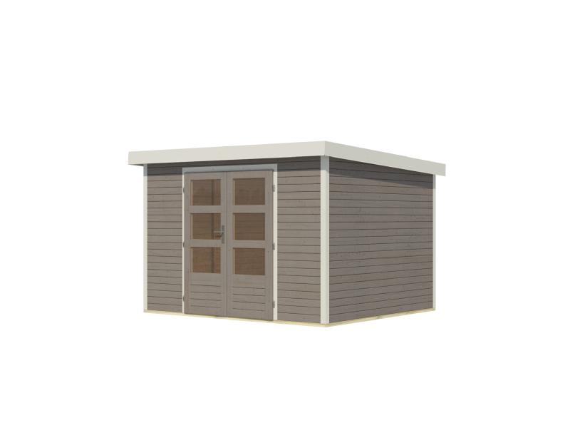 Karibu Hybrid Gartenhaus Jupiter 5 D wassergrau/weiß