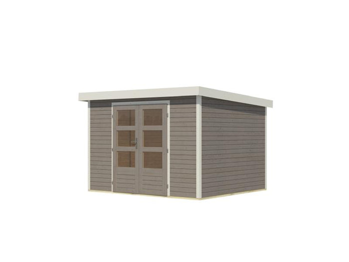 Karibu Hybrid Gartenhaus Jupiter 5 D wassergrau/weiß