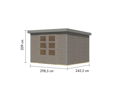 Karibu Hybrid Gartenhaus Jupiter 5 D wassergrau/graualuminium