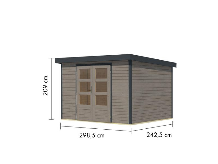 Karibu Hybrid Gartenhaus Jupiter 5 D wassergrau/anthrazit