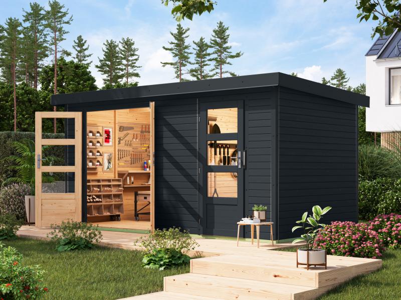 Karibu Hybrid Gartenhaus Merkur 1 C anthrazit/anthrazit