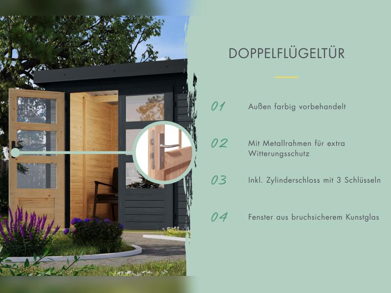 Karibu Hybrid Gartenhaus Merkur 1 C anthrazit/anthrazit