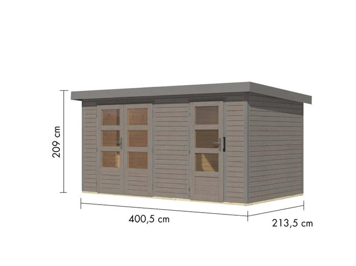 Karibu Hybrid Gartenhaus Merkur 1 D wassergrau/graualuminium
