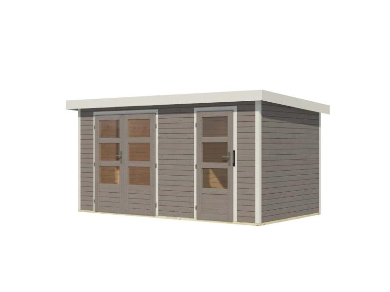 Karibu Hybrid Gartenhaus Merkur 1 D wassergrau/weiß