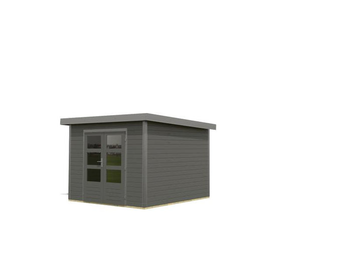 Karibu Hybrid Gartenhaus Pluto 6 B, terragrau/graualuminium, 28 mm