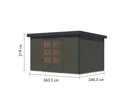 Karibu Hybrid Gartenhaus Pluto 7 B, terragrau/anthrazit, 28 mm
