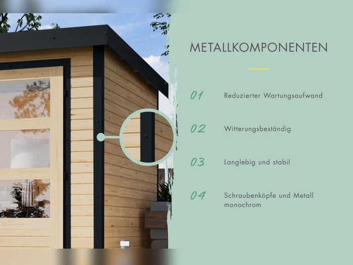 Karibu Hybrid Gartenhaus Pluto 7 B, terragrau/anthrazit, inkl. 3 m Anbaudach