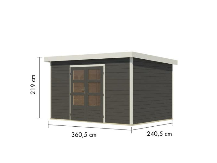 Karibu Hybrid Gartenhaus Pluto 7 B, terragrau/weiß, 28 mm
