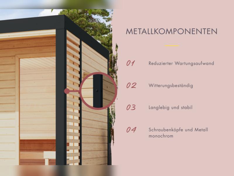 Karibu Hybrid Saunahaus Ares 2, naturbelassen/anthrazit -inkl. 9 kW Bioofen ext. Steuerung-