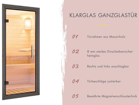 Karibu Hybrid Saunahaus Ares 3,anthrazit/anthrazit -inkl. 9 kW Ofen ext. Steuerung-