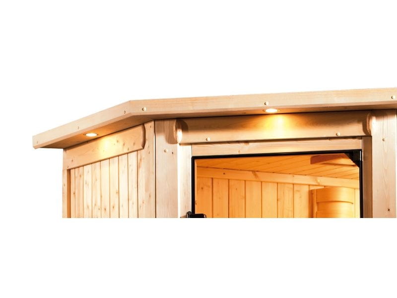 Karibu Multifunktions-Sauna Asta mit Dachkranz, 9 kW Ofen und Infrarotstrahler