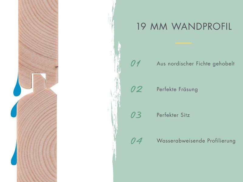 Karibu Multifunktionshaus Pultdach mit Schrank und Anbaudach 19 mm