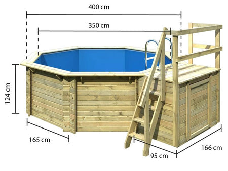 Karibu Pool Modell 1 Variante B, mit Terrasse im Set inkl. Filteranlage und Skimmer