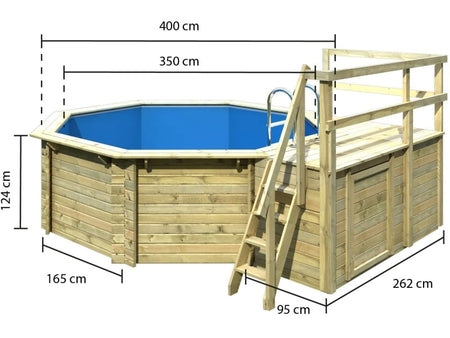 Karibu Pool Modell 1 Variante C, mit Terrasse im Set inkl. Filteranlage und Skimmer