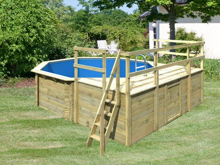 Karibu Pool Modell 2 Variante D, mit Terrasse im Set inkl. Filteranlage und Skimmer