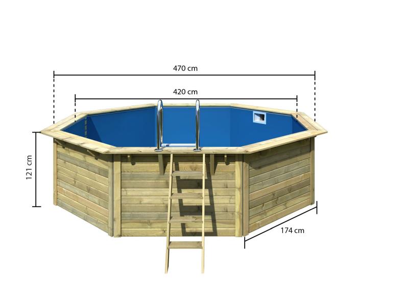 Karibu Pool Modell 2 X im Set mit Filteranlage und Skimmer, kdi - Folie Blau