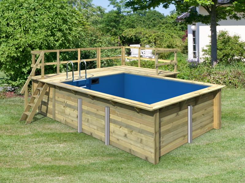 Karibu Rechteck Pool Größe 2 inkl. Terrasse 3,5 m und Seitenterrasse