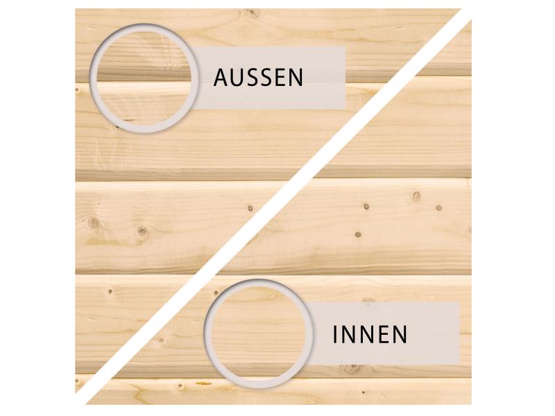 Karibu Sauna Askja 68 mm- 9 kW Ofen integr.Strg- mit Dachkranz