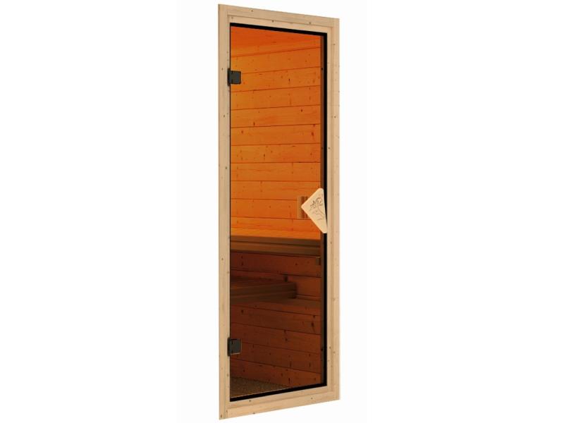 Karibu Sauna Avari 2 inkl. 3,6 kW Ofen ext. Steuerung - ohne Dachkranz