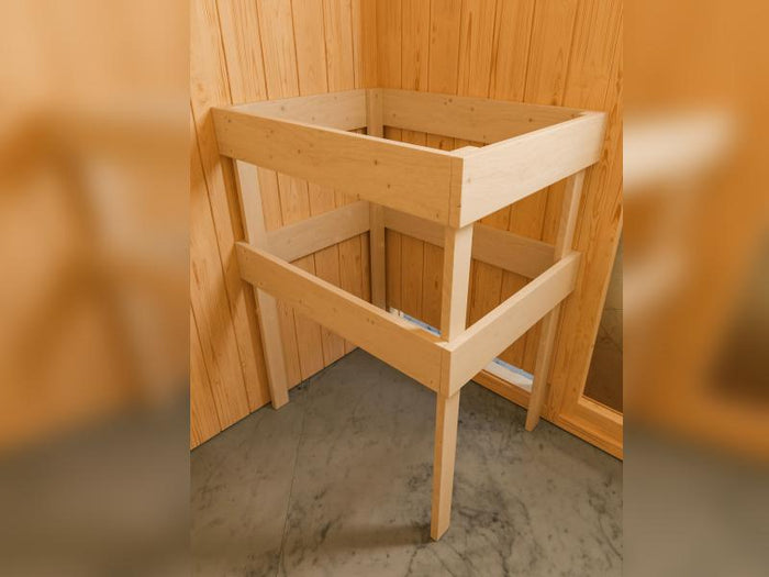 Karibu Sauna Faurin inkl. 9 kW Bioofen ext. Steuerung mit klassischer Saunatür -ohne Dachkranz-