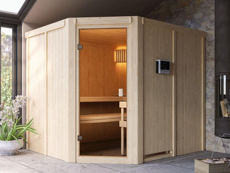 Karibu Sauna Horna 68 mm inkl. 9 kW Ofen ext. Strg
