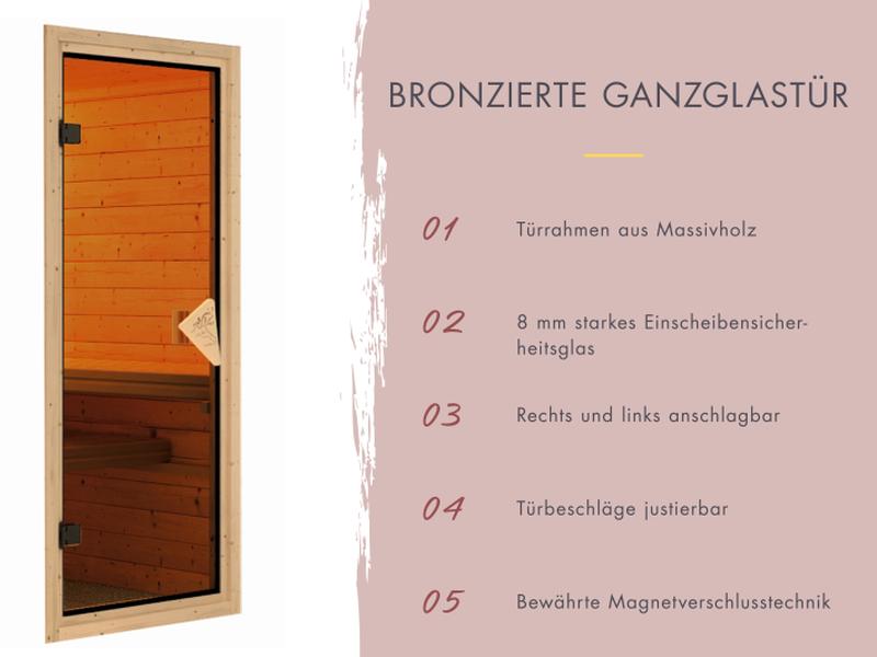Karibu Sauna Irava 2 inkl. 3,6 kW Ofen ext. Steuerung