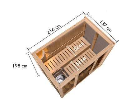 Karibu Sauna Irava 3 inkl. 3,6 kW Bioofen ext. Steuerung