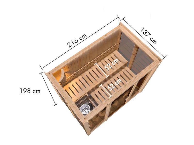 Karibu Sauna Irava 3 inkl. 3,6 kW Ofen integr. Steuerung