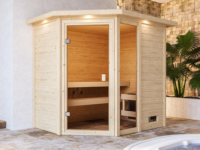 Karibu Sauna Jada mit Dachkranz 38 mm