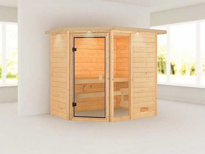 Karibu Sauna Jada mit Dachkranz 38 mm