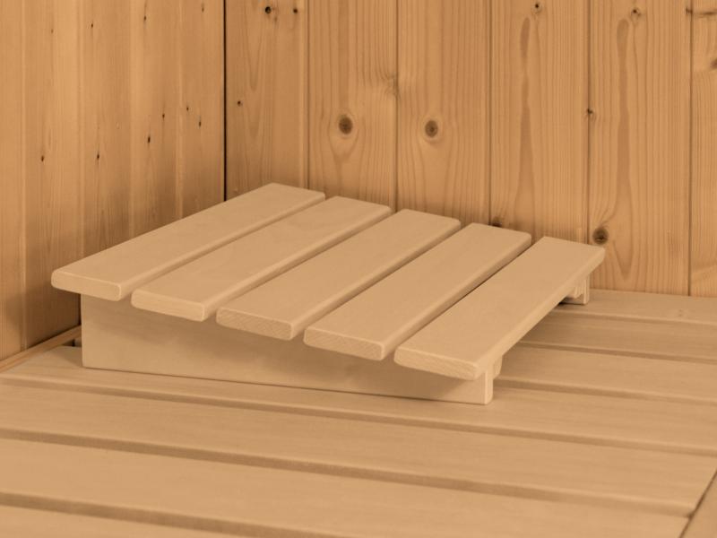 Karibu Sauna Larin inkl. 9 kW Bioofen mit externer Steuerung, ohne Dachkranz, mit energiesparender S