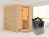 Karibu Sauna Mojave inkl. 9 kW Ofen mit int. Steuerung, ohne Dachkranz, mit Klarglas Ganzglastür