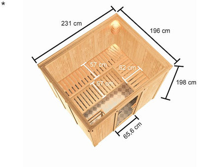 Karibu Sauna Nybro 68 mm inkl. 9 kW Ofen integr. Strg