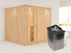 Karibu Sauna Rodin inkl. 9-kW-Ofen mit interner Steuerung, mit Dachkranz, mit energiesparender Sauna