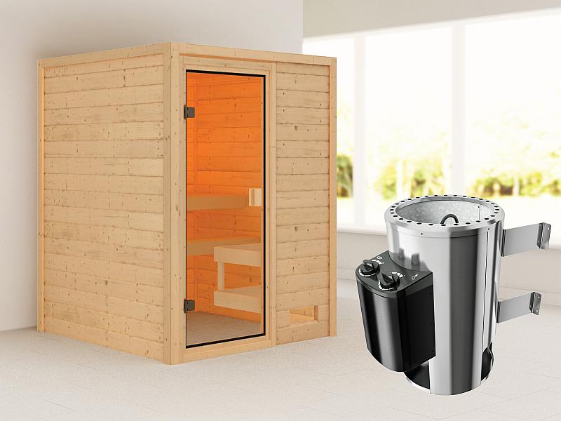 Karibu Sauna Sandra mit 3,6 kW Ofen integr. Strg